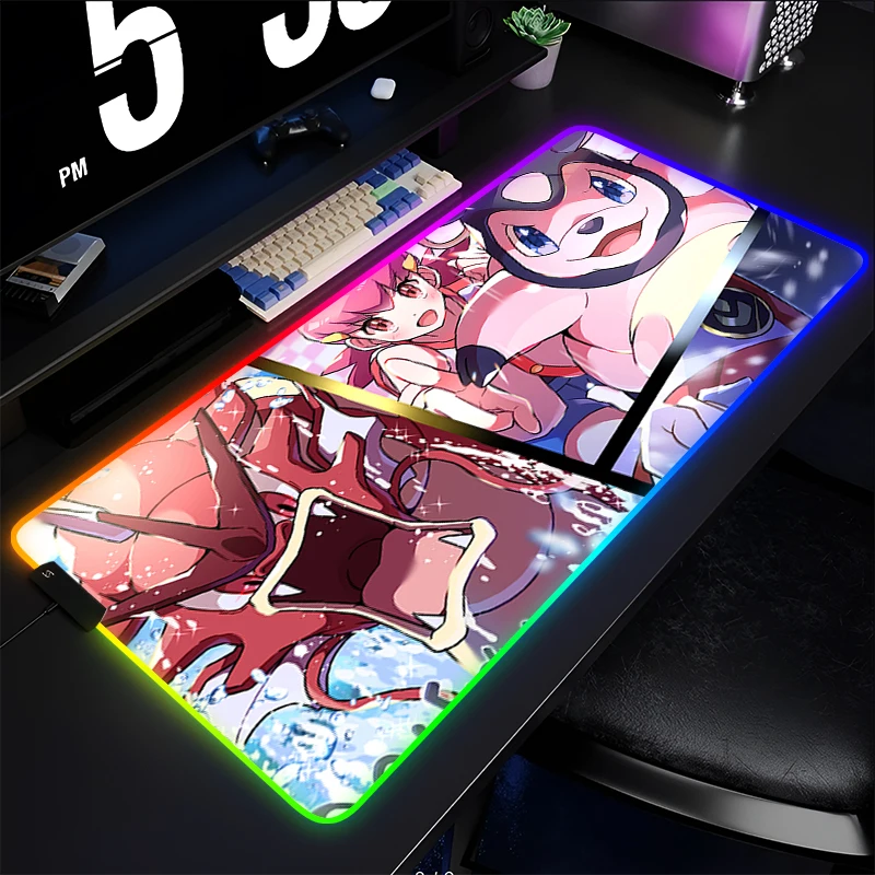 

Большой резиновый коврик для мыши RGB для киберспорта P-Pokemon Gyarados, гладкий, гибкий, с подсветкой для геймеров, белый, для компьютерной клавиатуры, светодиодный коврик для мыши