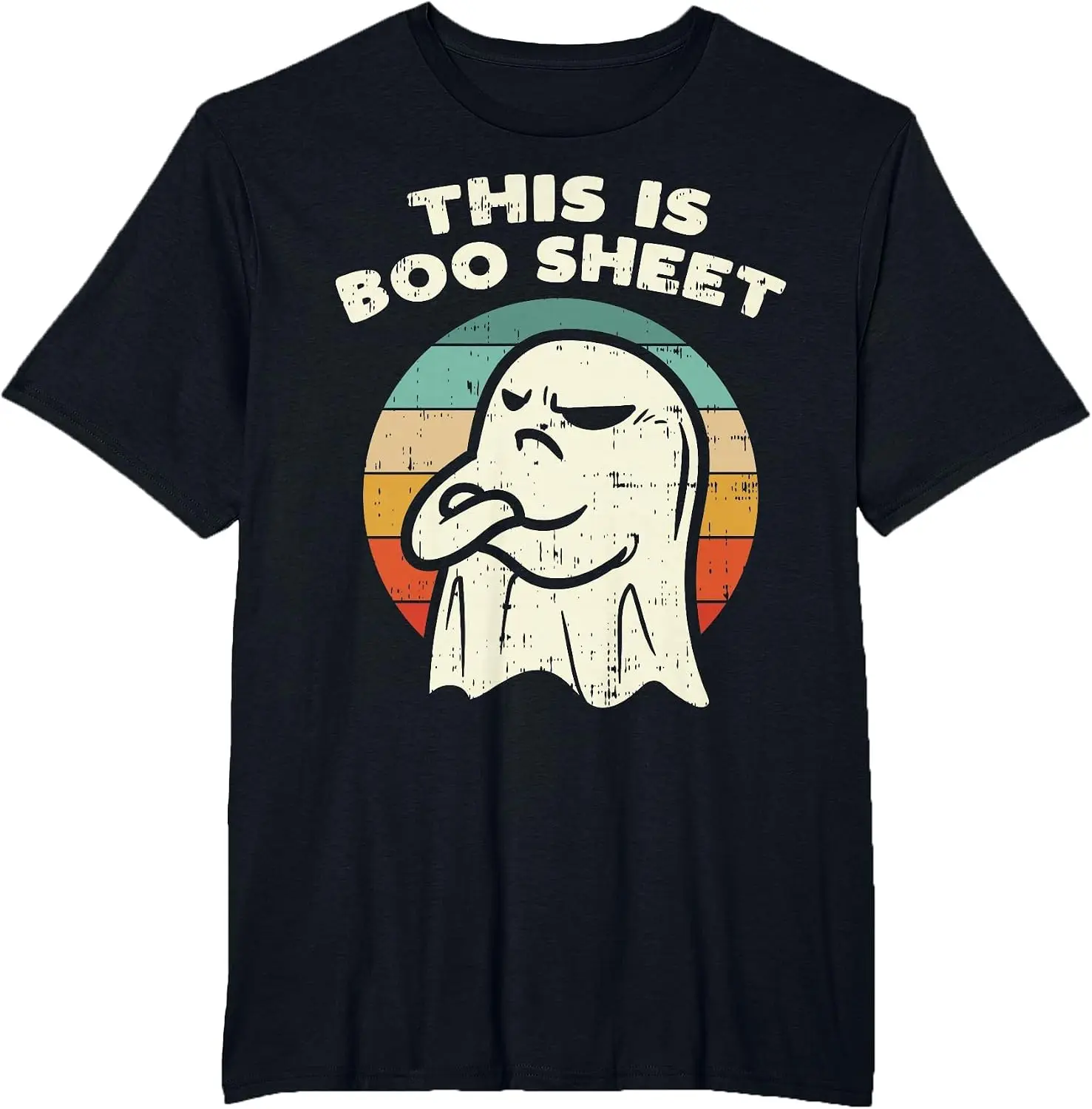 This Is Boo Sheet Ghost Retro Halloween Costume Men Women T-Shirt Halloween Loose-Fit Pure Cotton Short-Sleeve Top – Stylish, Breathable, Plus-Size – Christmas Gift