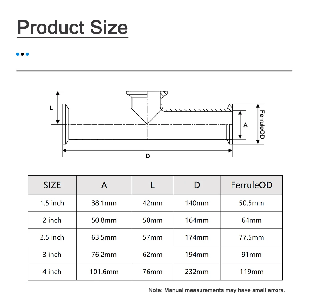 SS304 Edelstahl Tri-Clamp T-Stück -1,5"-4" Reduzierstück mit niedrigem Hals und kurzem Auslass, hochdicht, leicht zu reinigen, für kommerzielle Anwendungen, Heimbrauen, Pharma und Lebensmittel – Detail 2