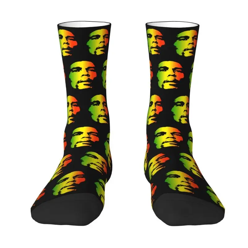 Custom Cute Jamaica Singer Reggae Rock Bob Marley Socks Men Women Warm 3D Printed Sports Basketball Socks