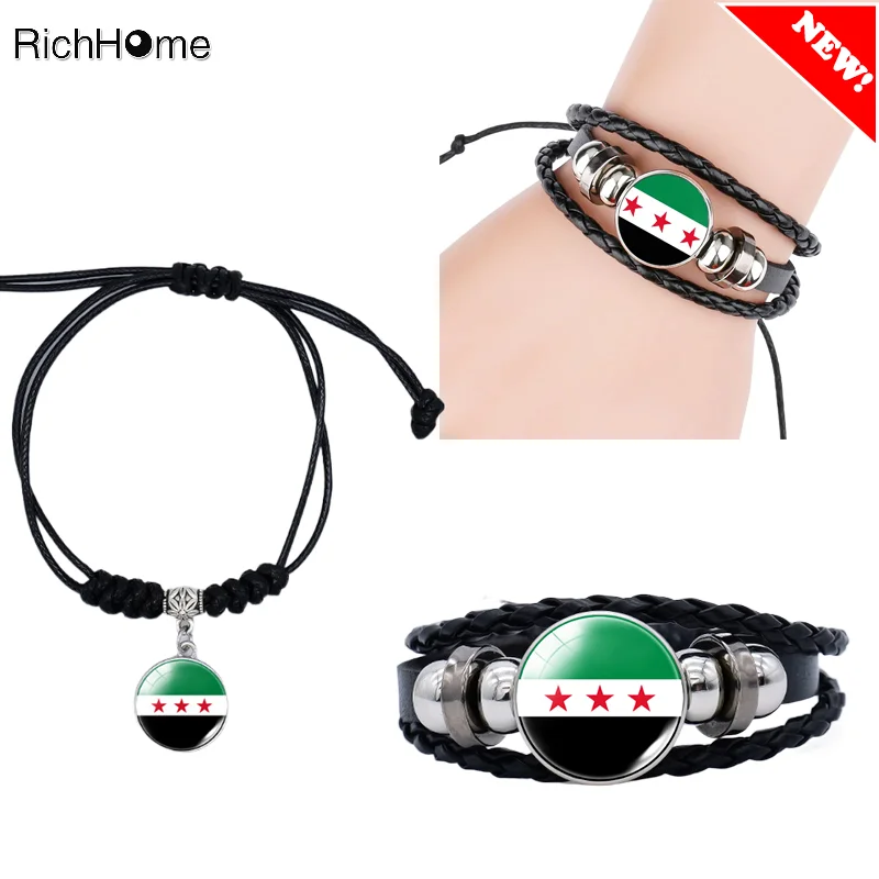 Retro Peace Bracelet for Syrian Arab Republic Syria Arabic Handmade Retro Syrian Bracelets for Women and Men Gifts 2/3 Stars