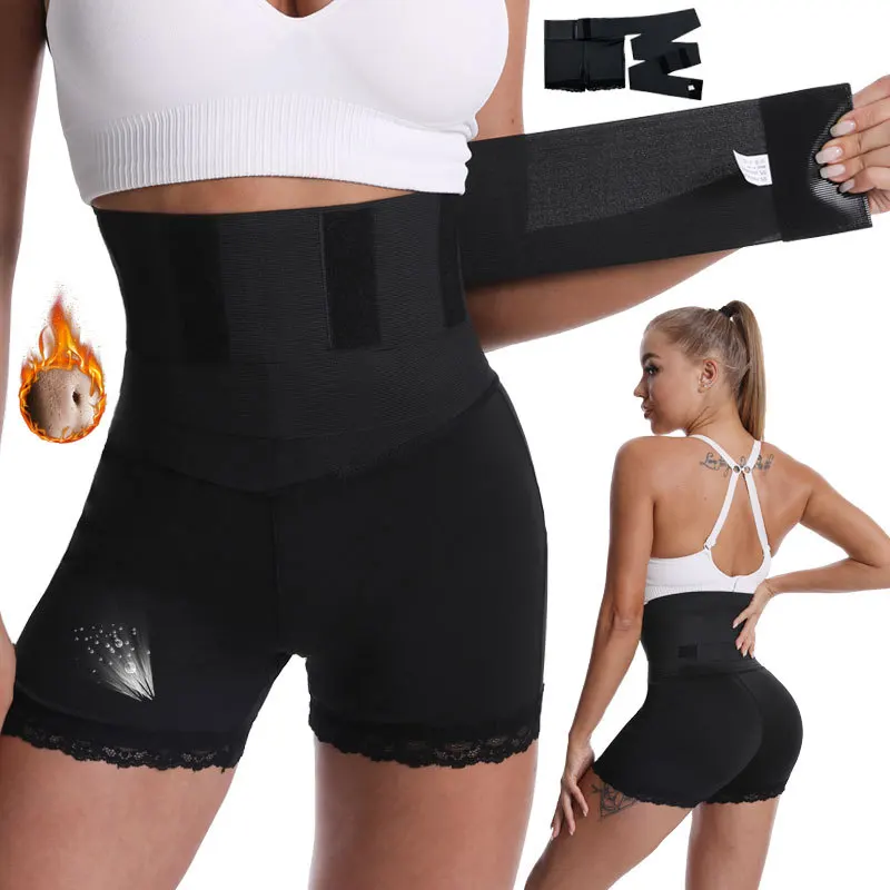 Women Body Shape Shorts High Waist Trainer Bandage Wrap Adjustable Band Fitness Belt Tummy Tucking Hip Lifting Molded Panties