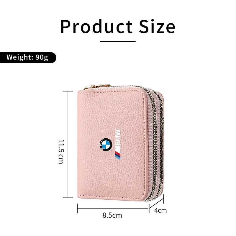 Zipper Women Men Wallet Coin Purse Car Logo Card Holder Bag For BMW E46 E60 E87 E90 F15 F16 F25 F26 F30 F10 G60 G30 G20 U11 G11