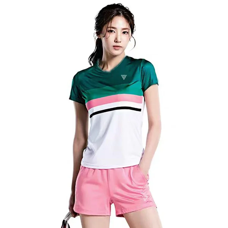 badminton clothing suit quick-drying female short-sleeved volleyball tennis table tennis clothes men's  customised