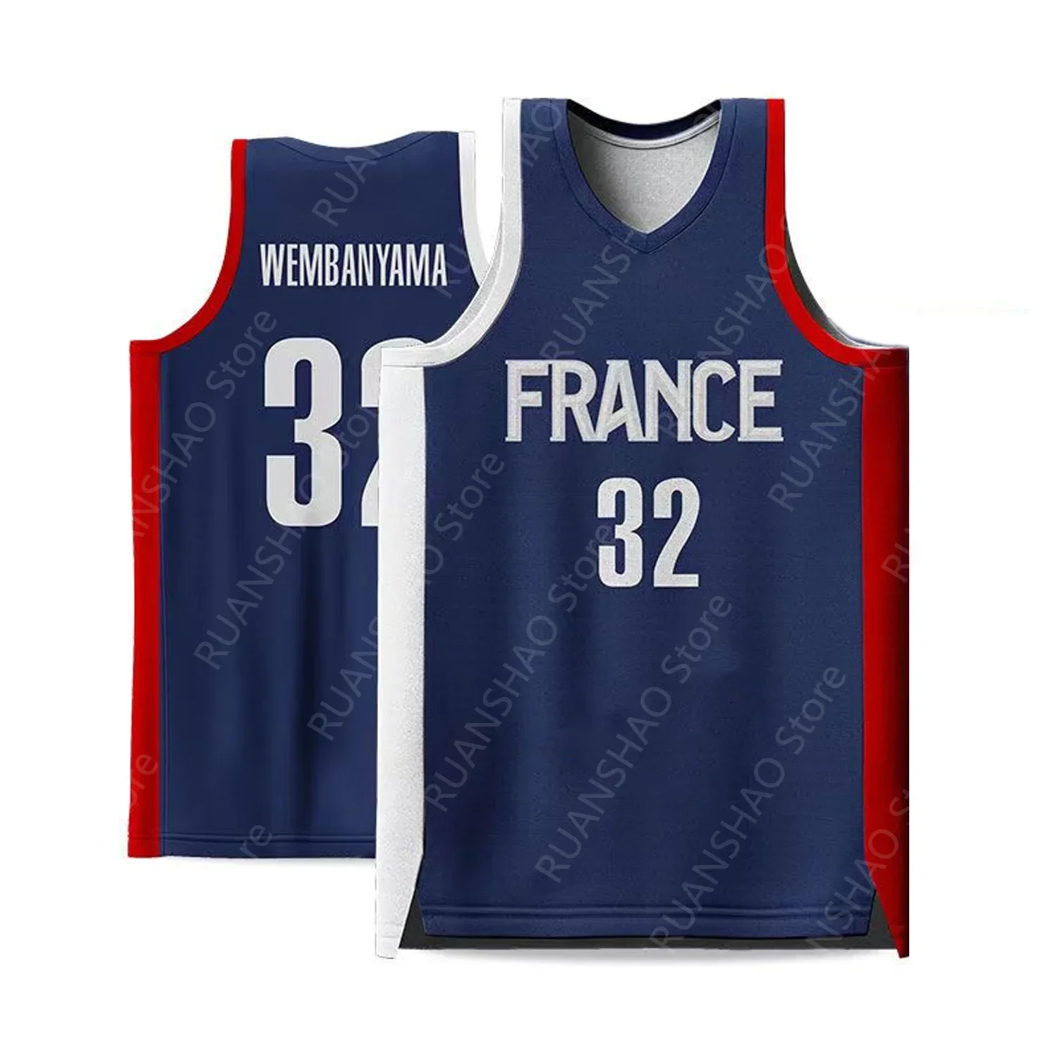 2025 Basketball training run fitness loose breathable sport leisure quick sleevele vest men and women Wembanyama like 3D jersey