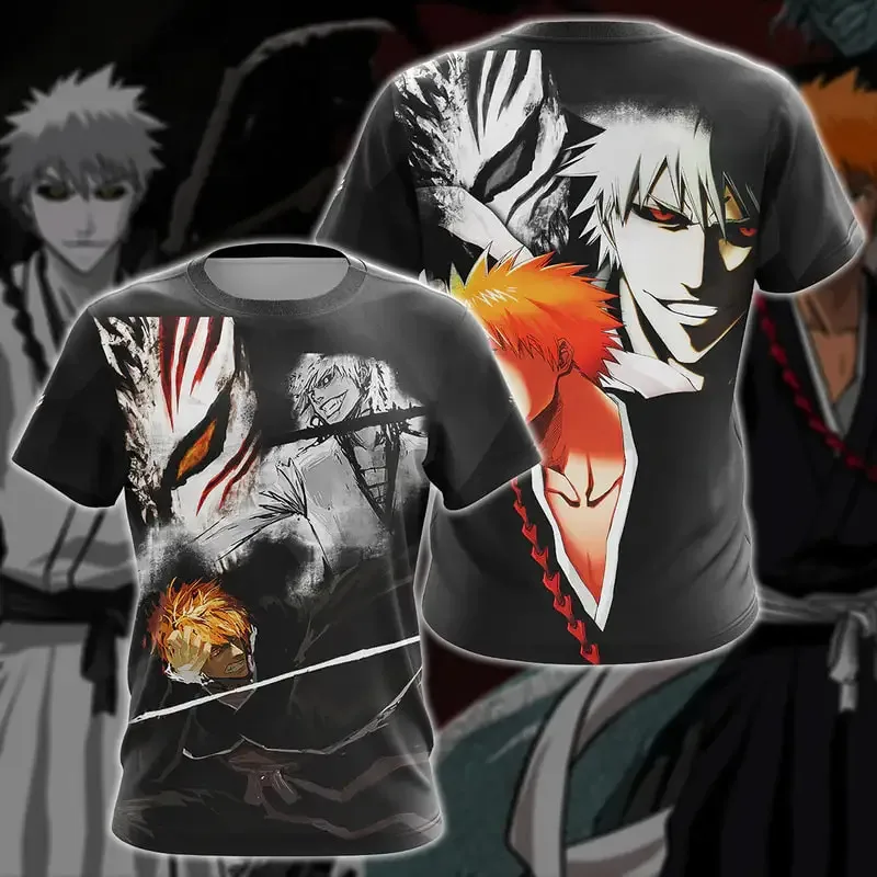 

Anime Manga Bleach Kurosaki Ichigo 3D Printed O-neck Kids Cosplay Short sleeve Tops Fashion Harajuku Y2k Unisex Clothing