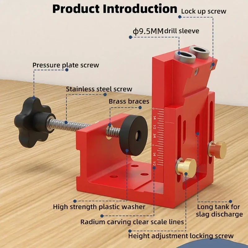 

Adjustable Drilling Guide Puncher 3 In 1 Doweling Jig Drill Dowel Jig
