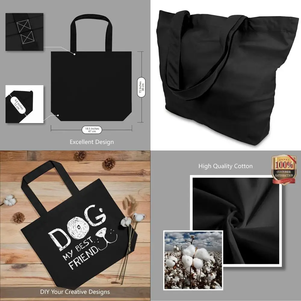 

12-Pack Large 12oz Cotton Canvas Tote Bags, Reusable Grocery Shopping Bags, Two-Tone Fashionable Totes for Crafts and DIY Design