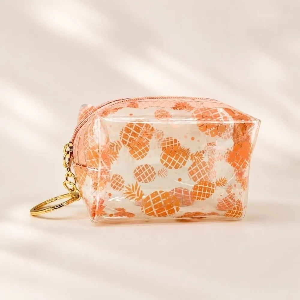 Cute Waterproof PVC Coin Purse Transparent Zippered Mini Keychain Pouch Printed Lightweight Zipper Change Wallet Women