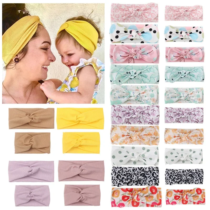 Turbante para madre y bebé, accesorios para el cabello, diademas con nudo retorcido, familia, leopardo, padres e hijos