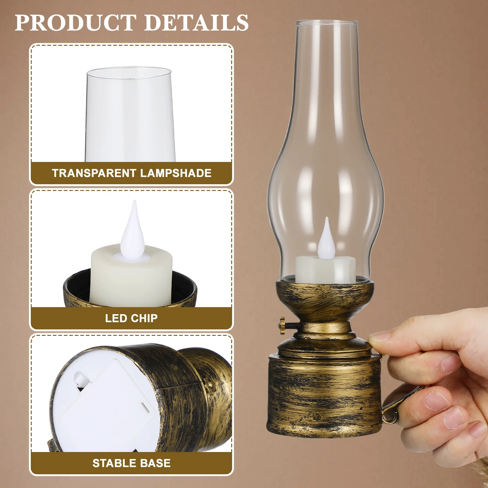 Lámpara LED Retro de diseño Vintage, luz sin llama para decoración interior, dormitorio, sala de estar, lámpara tipo farol Vintage, 2 uds.