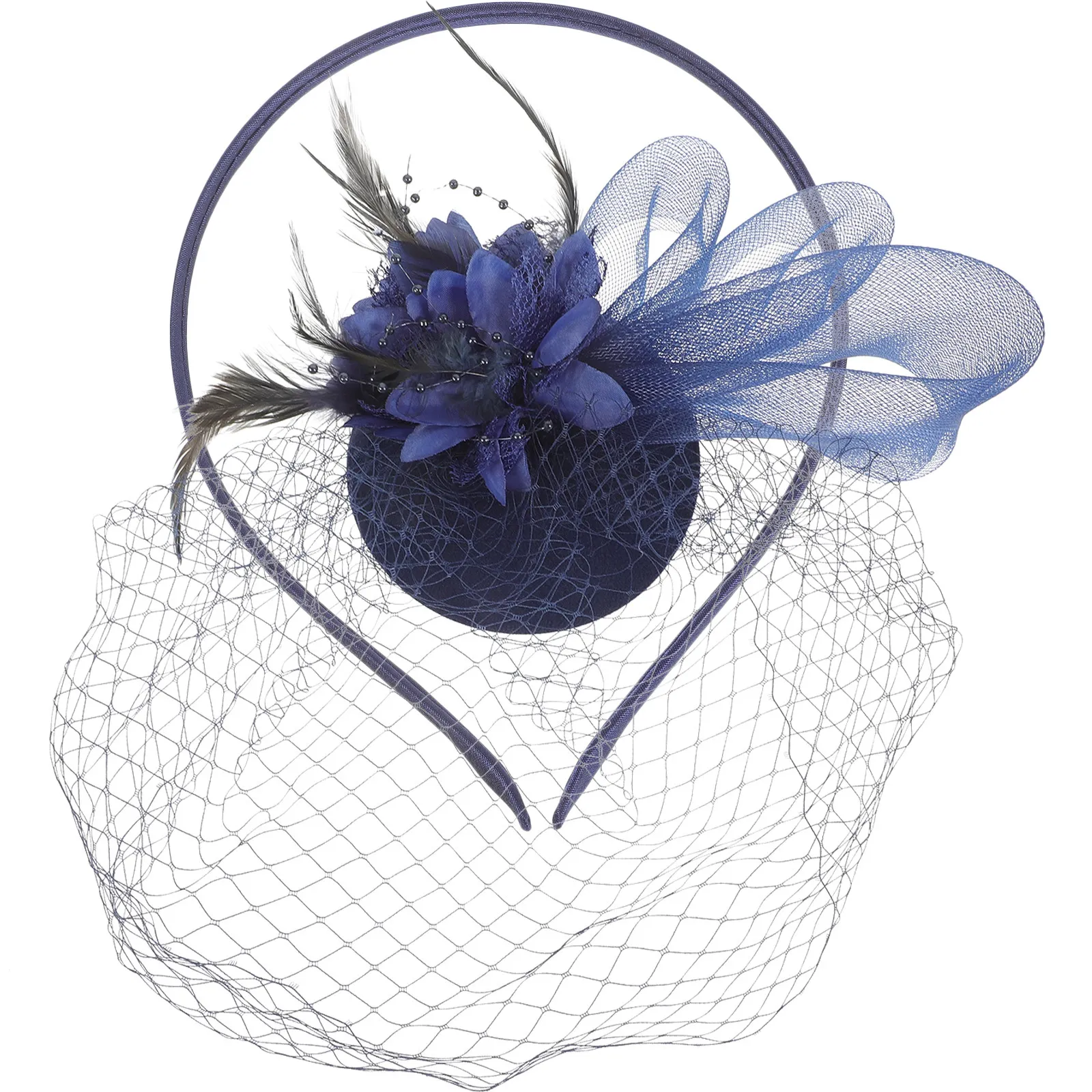 

Фасцинатор для чаепития с сеткой и перьями, женский головной убор, повязка на голову, аксессуар для волос для свадьбы, дня рождения, косплея