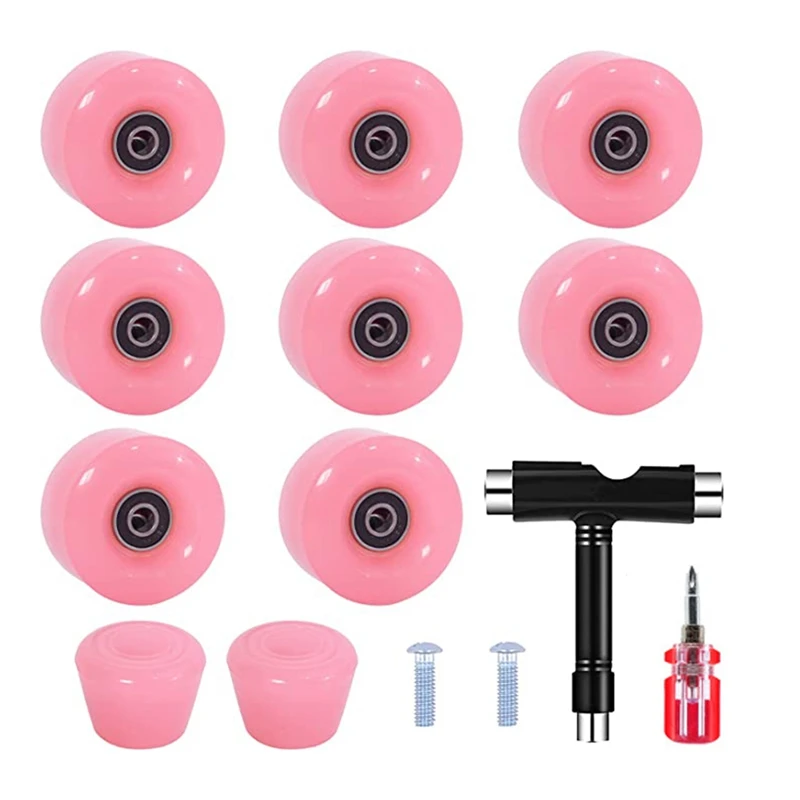 8 Piece Skate Wheel Set With Toe Plugs, 58Mm X 32Mm, 82A Outdoor/Indoor Skate Wheel