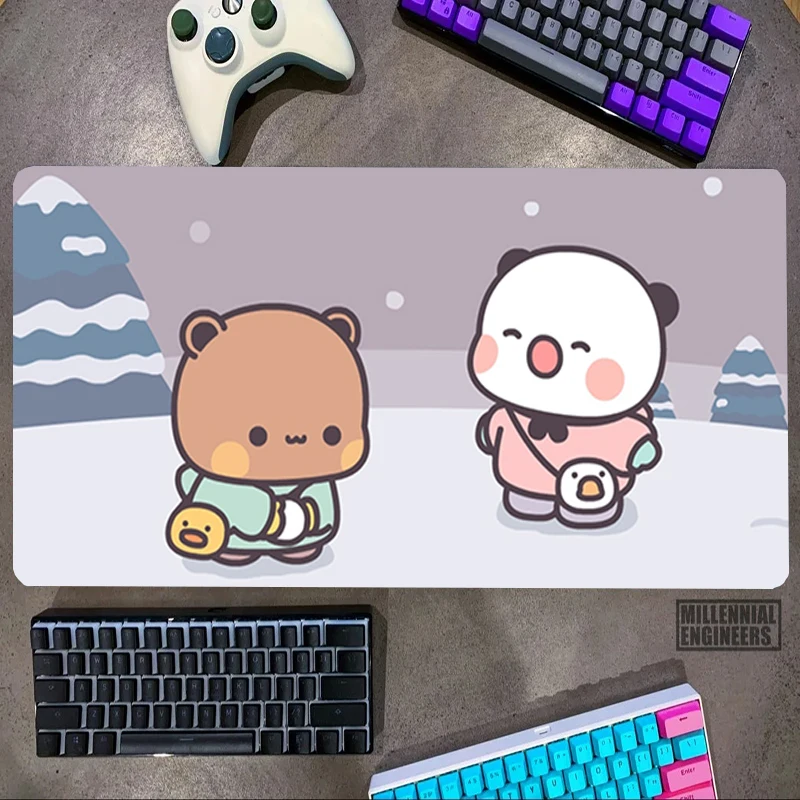 

Cute Cartoon Bear Bubu And Dudu Mouse Pad Gaming Mats Keyboard Desk Mat Premium Mousepad Office Accessories Big Mousepepad Gamer