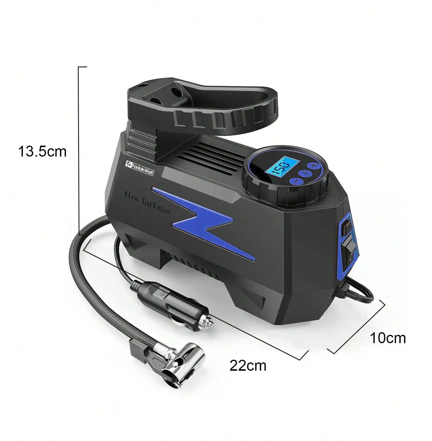 Portable Car Air Compressor 12V, Electric Tire Inflator Pump With Digital Pressure Gauge & LED Light, Handheld Car Air Pump For Car Tires, Motorcycle, Bicycle And Emergency Roadside Use