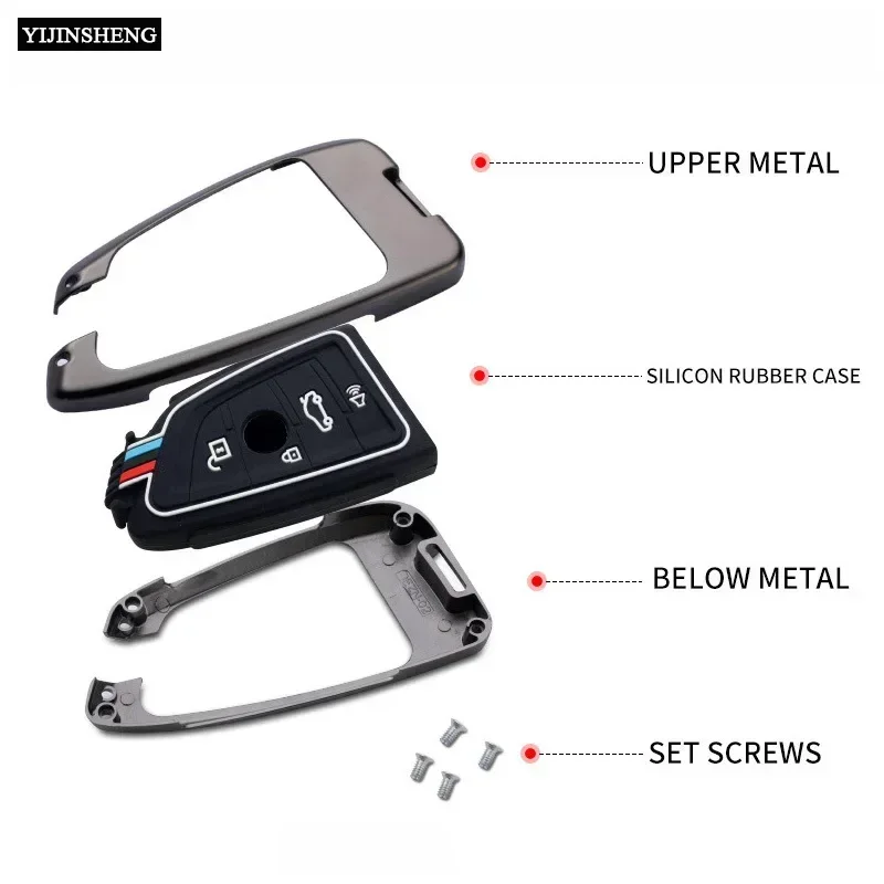 3 4 Buttons Zinc Alloy Style Car Key Case Cover Holder for BMW X1 X3 X5 X6 X7 1 3 5 6 7 Series G20 G30 G11 F15 F16 G01 G02 F48