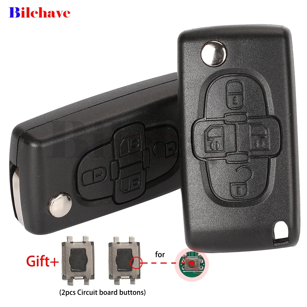 Jingyuqin 4-Tasten Klappschlüsselgehäuse für Peugeot 1007 Citroen C8 CE0523 Ce0536 Ungeschnittene VA2 Hu82 Klinge – Detail 3
