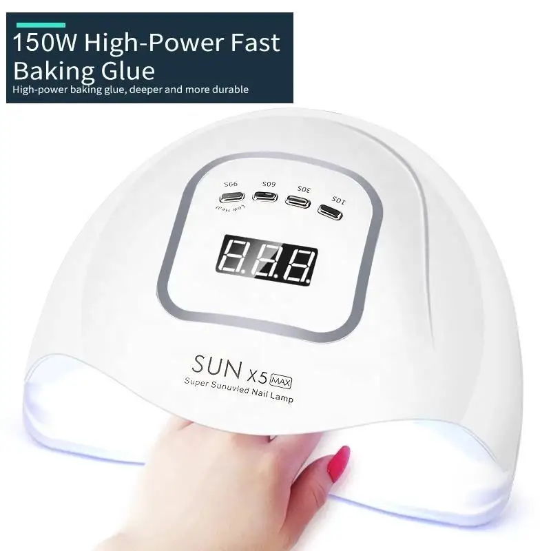 Lámpara de uñas SUNX5MAX de 150W, máquina de fototerapia de inducción inteligente, secador de uñas de secado rápido de alta potencia, caja de papel, nuevo