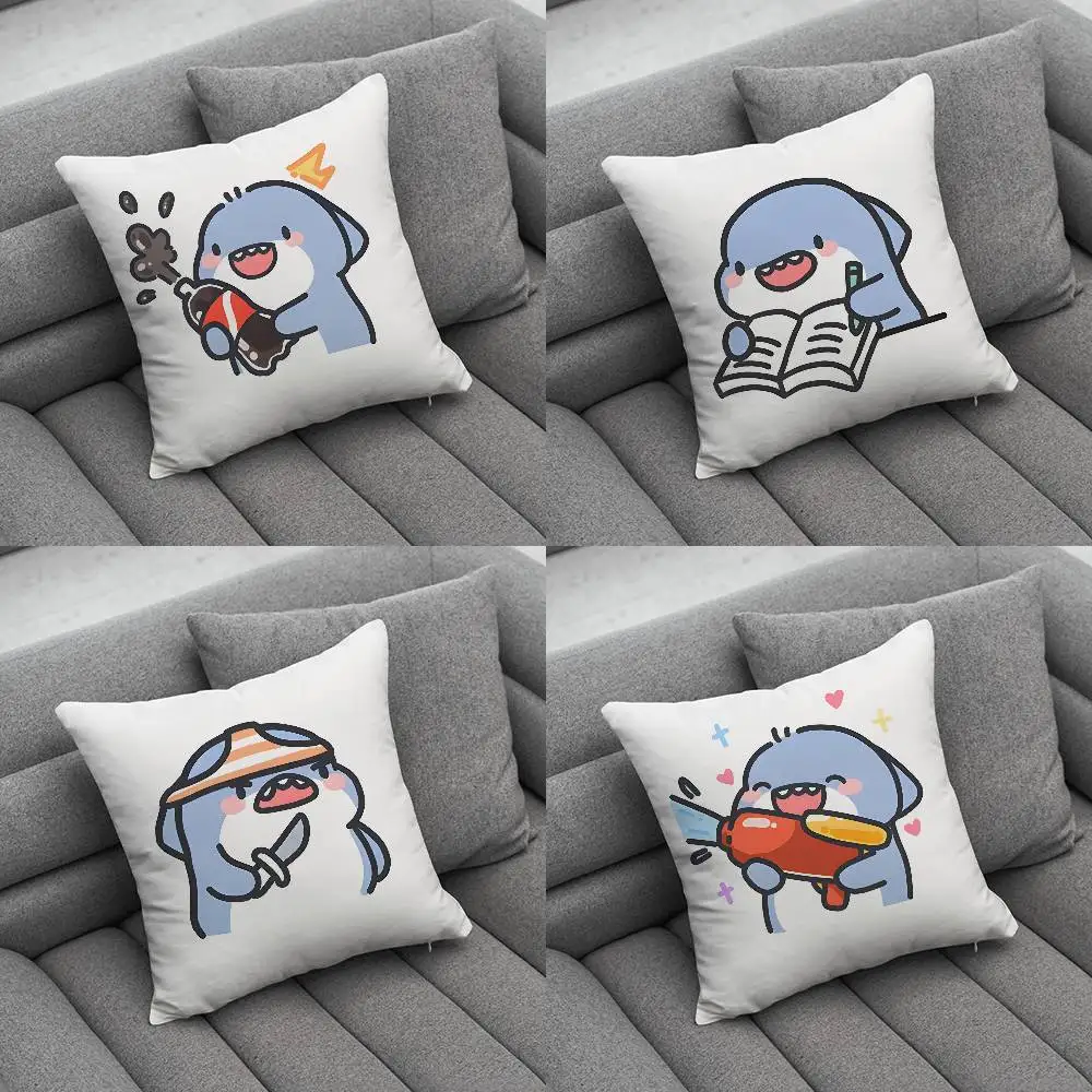 

Cute Small Shark Animal Pillow Case For Home Bedroom Car Office Decoration Living Room Sofa Cushion Cover Suitable