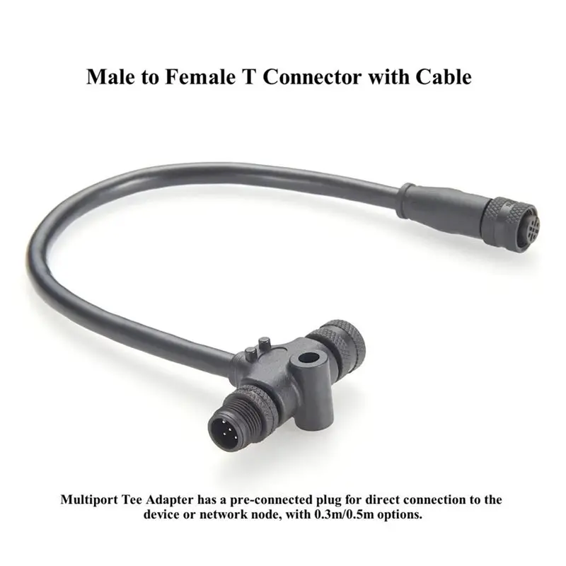 New-5-Pin T-Splitter Cable CAN Bus Devicenet 3 Way Tee Splitter Backbone Drop Cable For Garmin Lowrance Simrad B&G