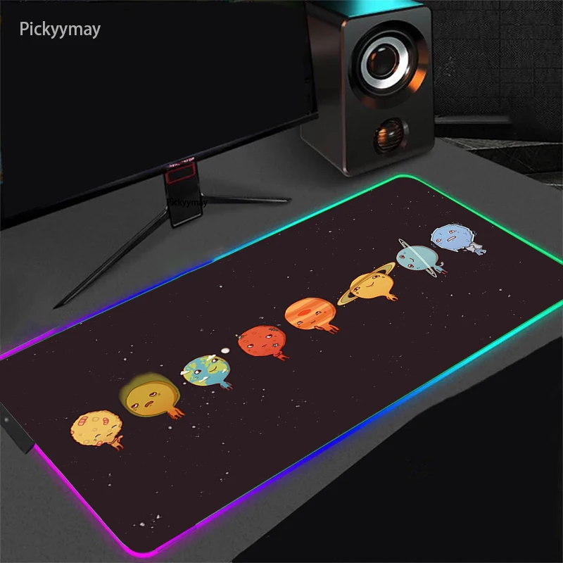 

Solar System Computer RGB Mouse Pad Universe Space Large 900x400mm Gaming Mousepad Led Backlight Rubber Mouse Mat For PC Laptop