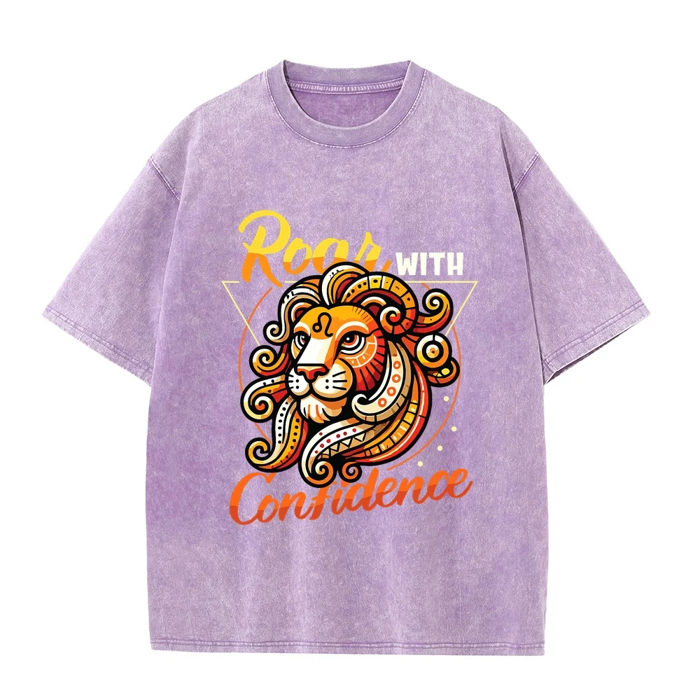 Zodiac Horoscope Leo Sign Printing Adult Heavyweight T-Shirt Men Old School Style Reviews Fashion Clothes Short Sleeve Tshirt