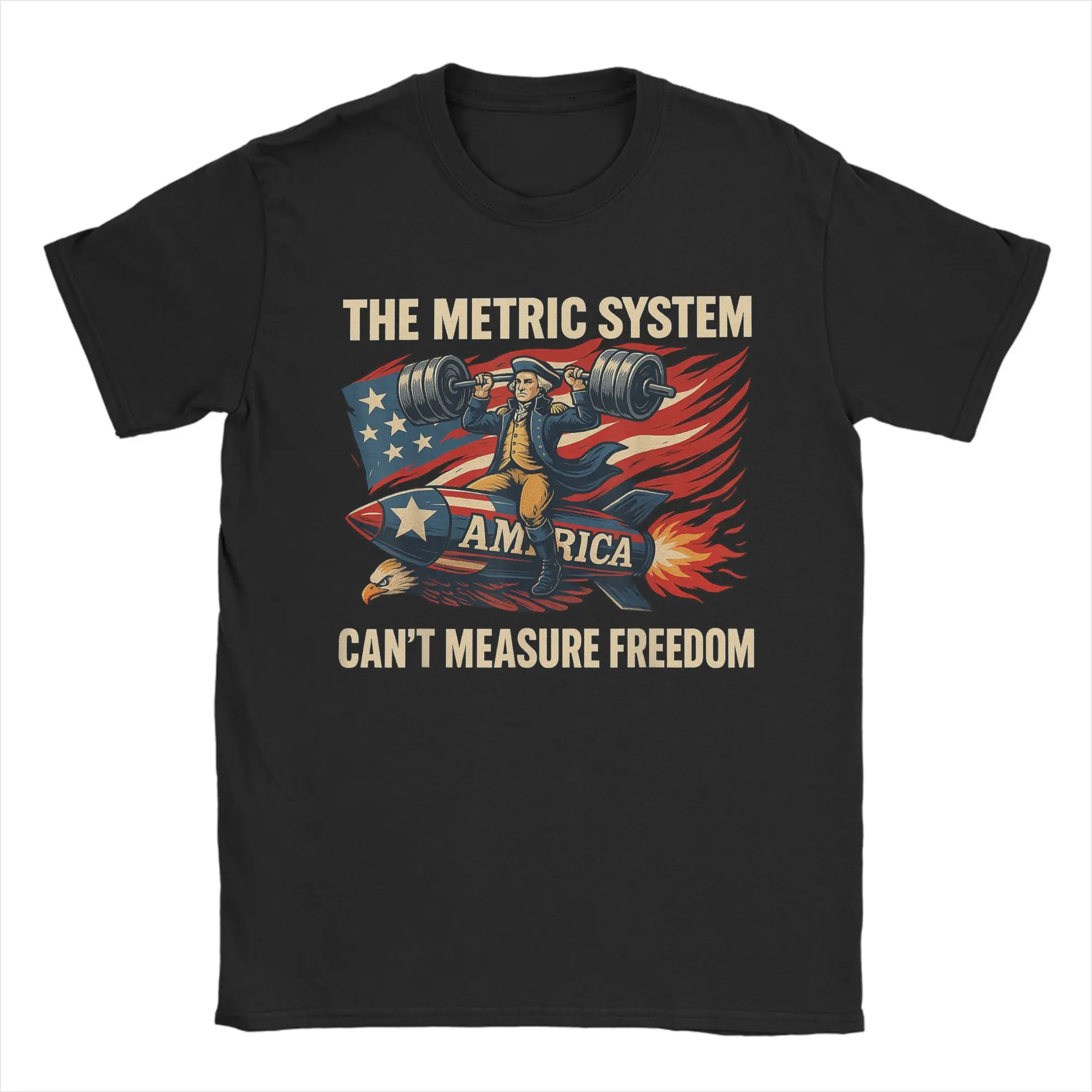 

The Metric System Can't Measure Freedom Funny 4th of July Men's T Shirt Short Sleeve Round Collar T-Shirt Cotton Print Clothing