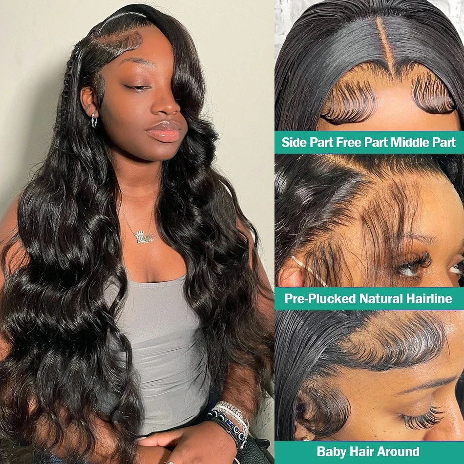 Perruque Lace Front Wig Body Wave Brésilienne Naturelle, Cheveux Humains, Prête à vitation, 13x6 HD, 5x5, 13x4, 180% de Densité