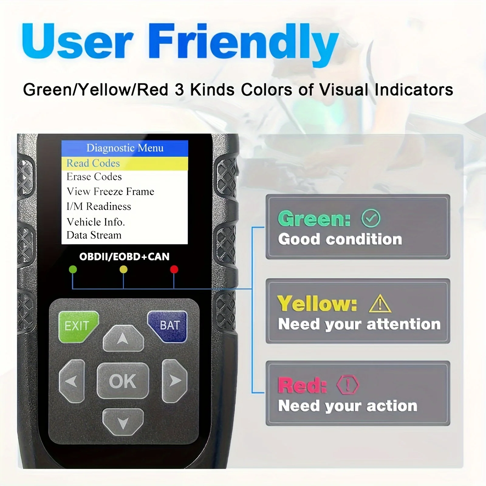 Obd2 Scanner Diagnostic Tool with Voltage Tester, Obdii Engine Fault Code Reader, Eobd + Can Charging Tester, Insulation, Automo