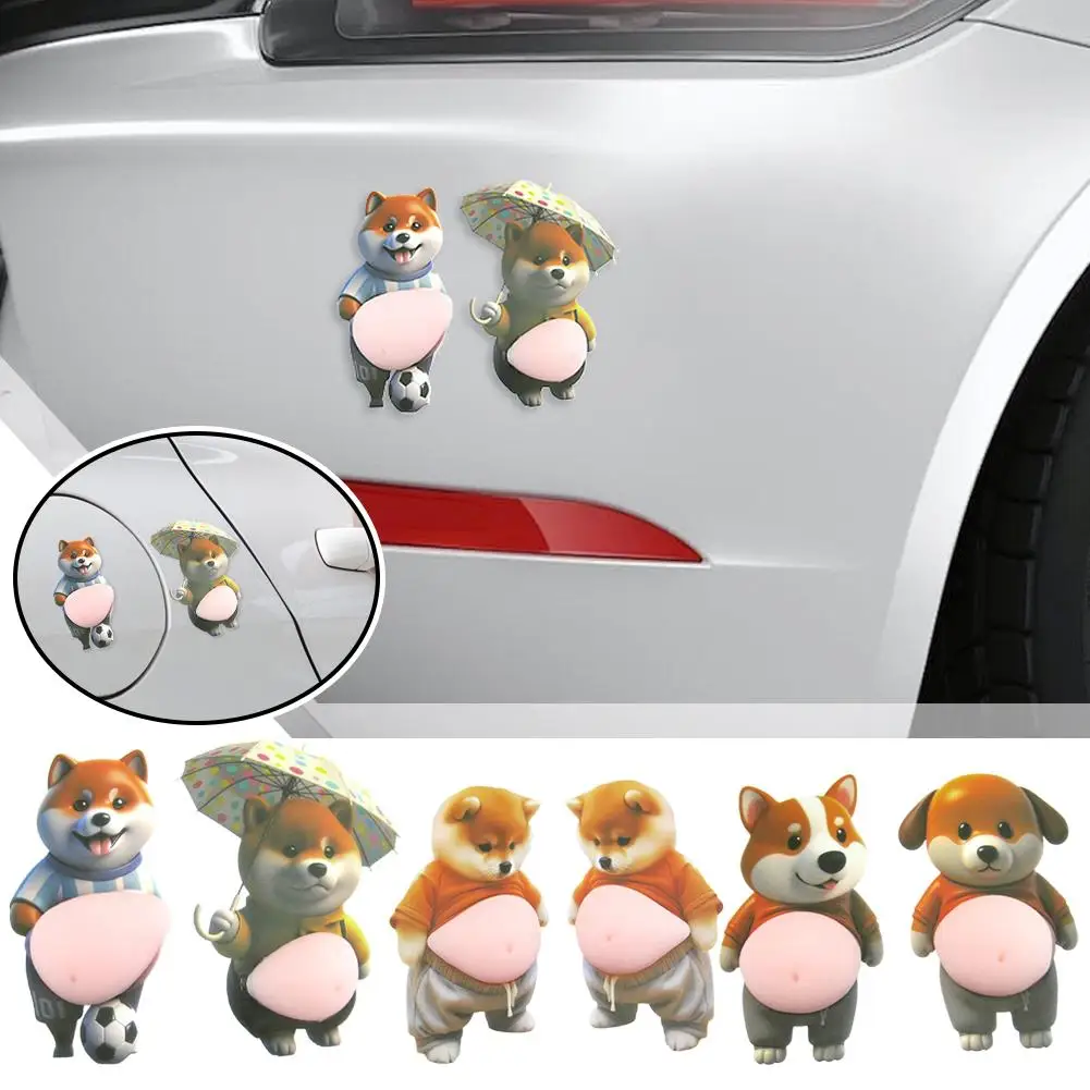 

1 Pair 3D Shiba Inu Belly Sticker Soft Pinched Silicone For Journal Stationery Orange Outfit Cute Dog 3D Sticker