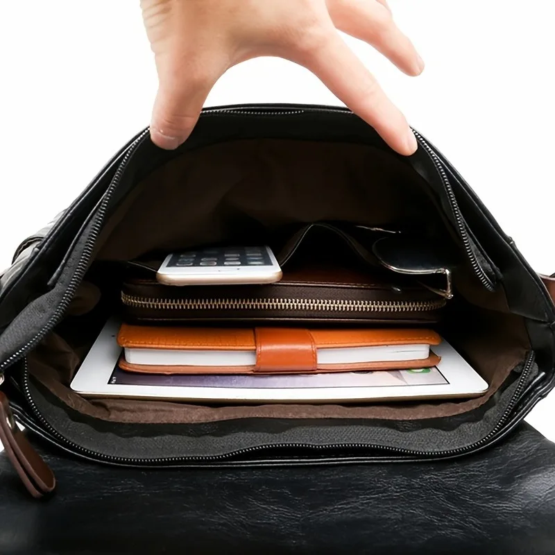 Men's PU Leather Shoulder Bag Business Casual Full Matching Envelope Bag