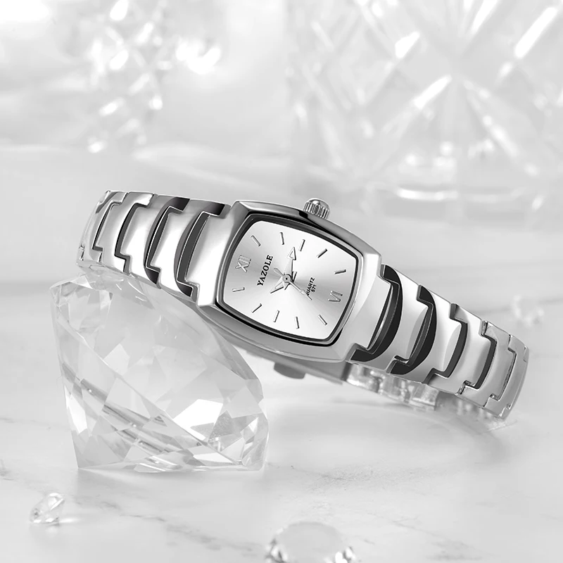 YAZOLE 571 Orologio da uomo color acciaio al tungsteno - Elegante orologio al quarzo per coppia di studenti impermeabile luminoso per uomo e donna