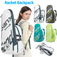 Portable 3 Tennis Rackets Bag Anti-Scratch Badminton Racket Backpack Wear Resist Waterproof Beach Tennis Bag for Outdoor Sports