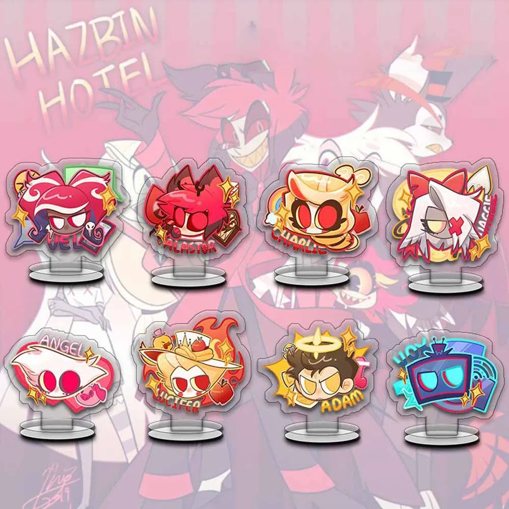 Dessin animé Hazbin hôtel Vox Charlie Morningstar Vaggie ange poussière Alastor coquille acrylique plaques sur pied décoration de bureau