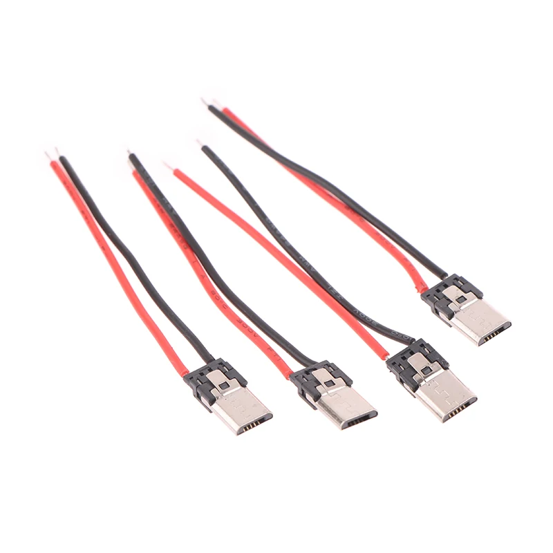 10Pcs 2P Micro USB Male With Cable 2Pin Welding Wire Male Connector Straight For Mobile Phone Charging Port Charging Socket