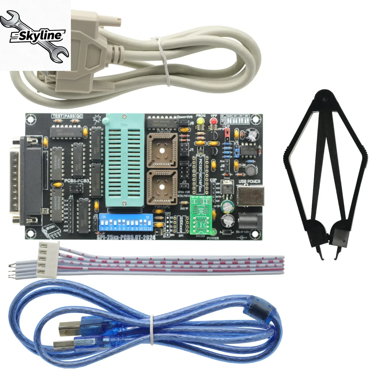 25xx PCB5.0T-2021 programmer, BIOS009 PIC,support 0.98d12,promotion clip PLCC32+SOIC 8 pin adapter
