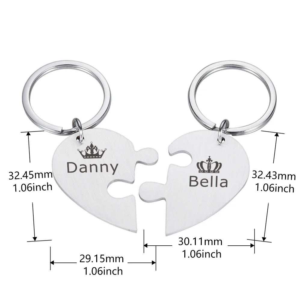 2PCS Home Keychain Personalized Customized Keyring Initials Names Engraved for Boyfriend Husband Couple Loves Anniversary Gift