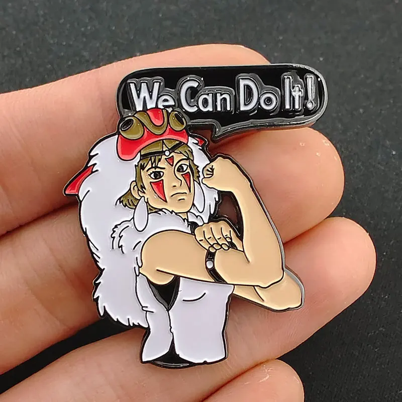 

We Can Do It! Enamel Pins Ghibli Princess Mononoke Cartoon Brooch For Clothing Backpack DIY Cartoon Lapel Badges Jewelry Gifts