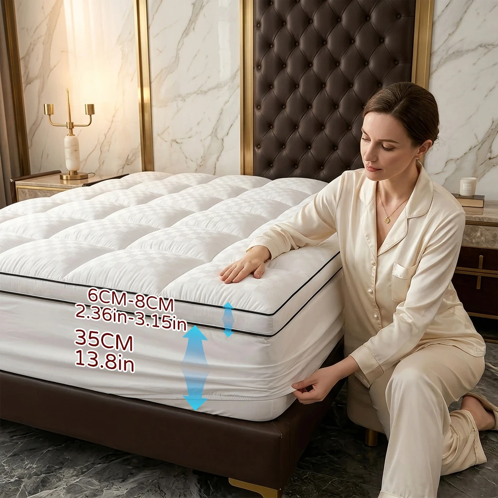 Fits for RV Queen Mattress Pad Quilted Fitted Mattress Protector Cooling Pillow Top Mattress Cover Breathable Fluffy Soft Mattress Topper with 8 21