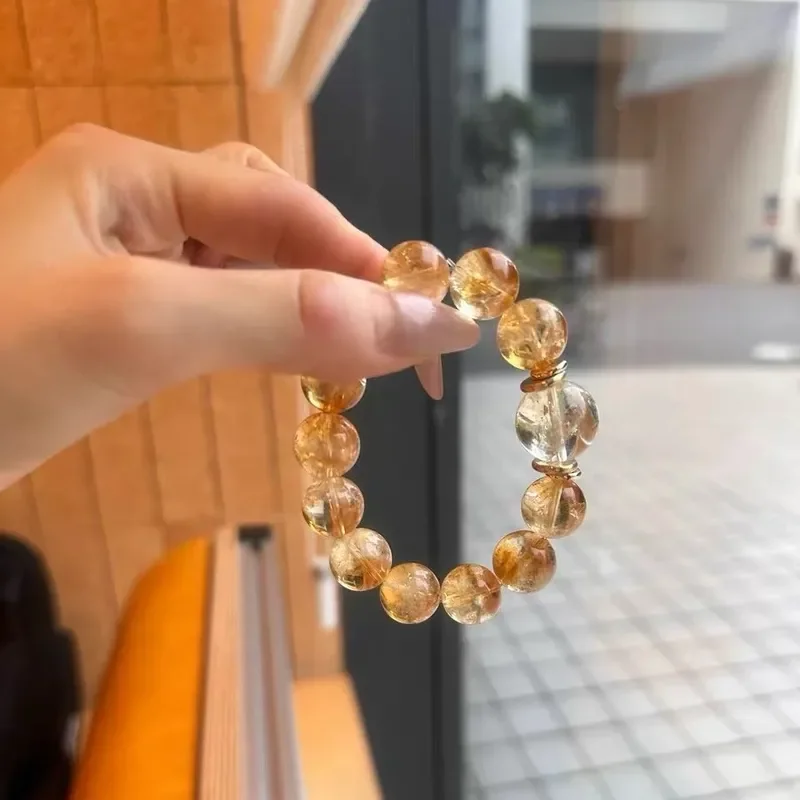 Natural citrine bracelet popular Huangta crystal yellow Asai bracelet women's high-end sense of wealth and energy jewelry