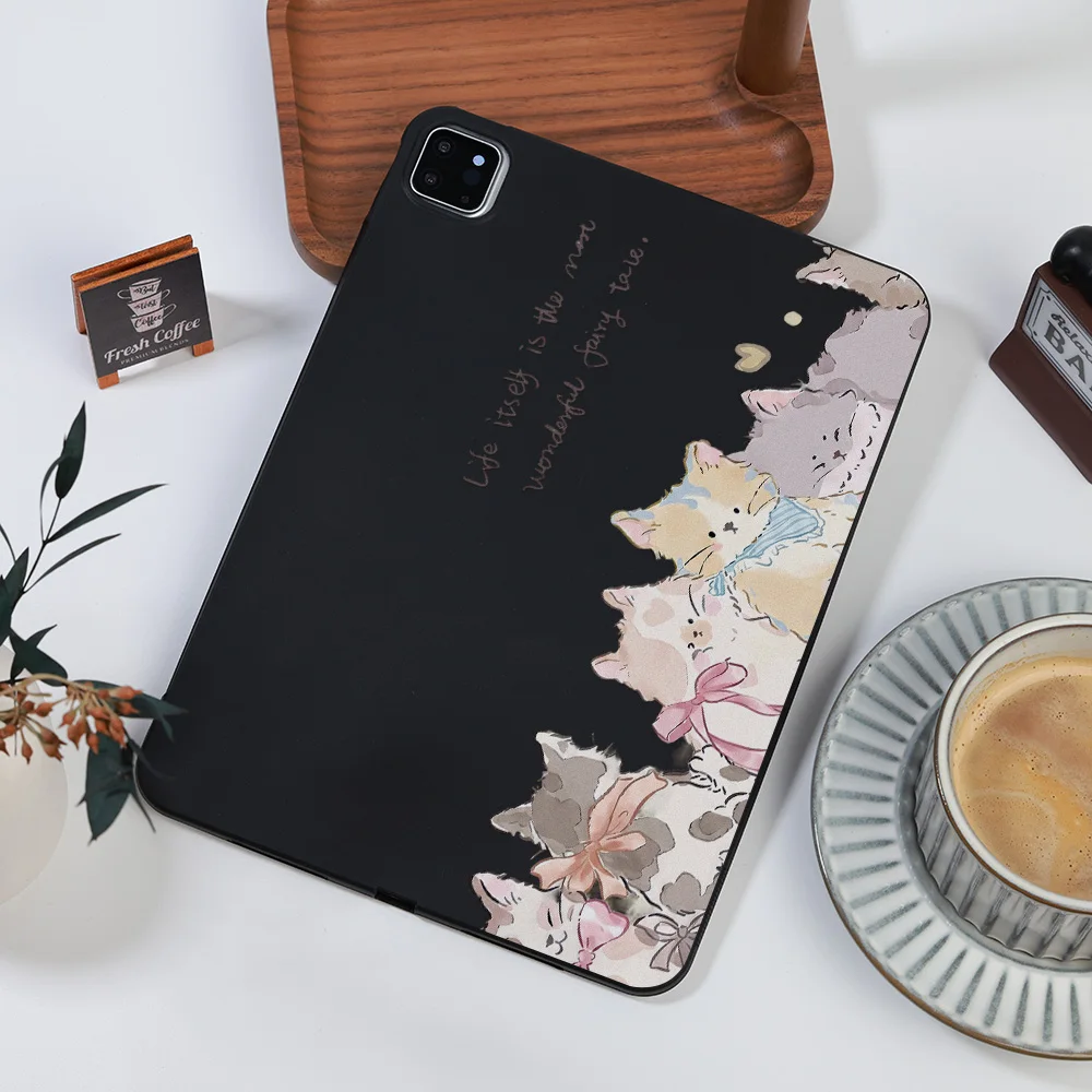 Frosted Tablet Case for Samsung Galaxy Tab S8 S9 S10 S11 Ultra S7 Plus A7 A8 A9 Cover Gentle Watercolor Cat Healing Aesthetic