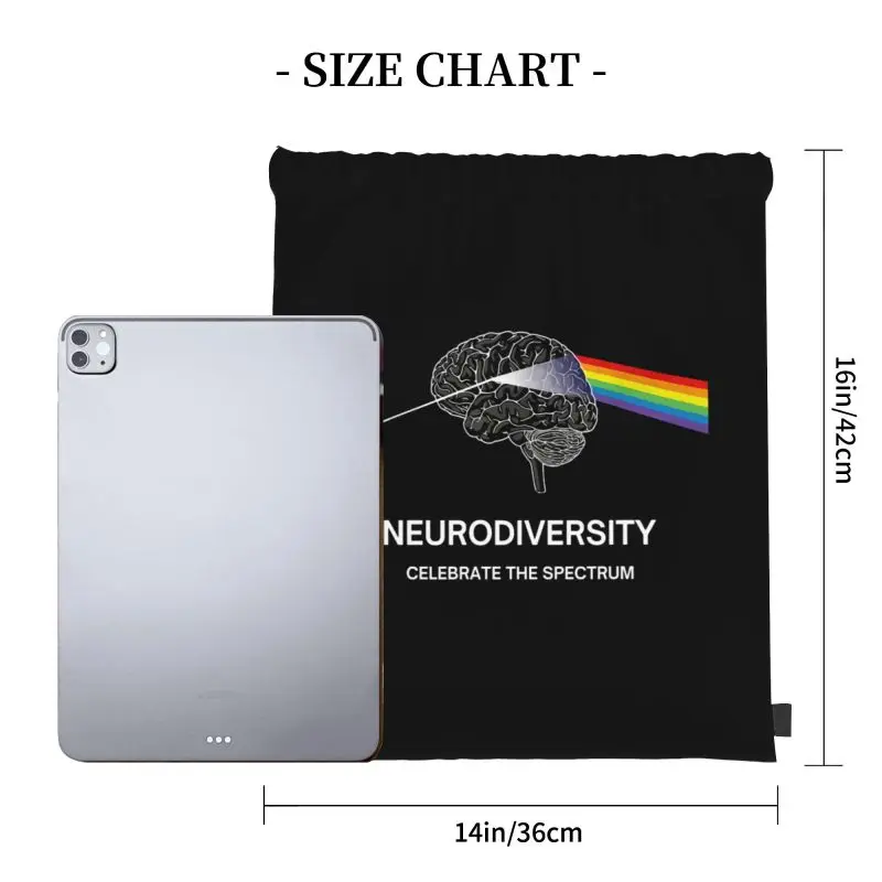 Neurodiversity Autism Spectrum Asd Adhd Rainbow Brain P-20 Drawstring Bags Gym Bag Shoe Bag School Sport Bag