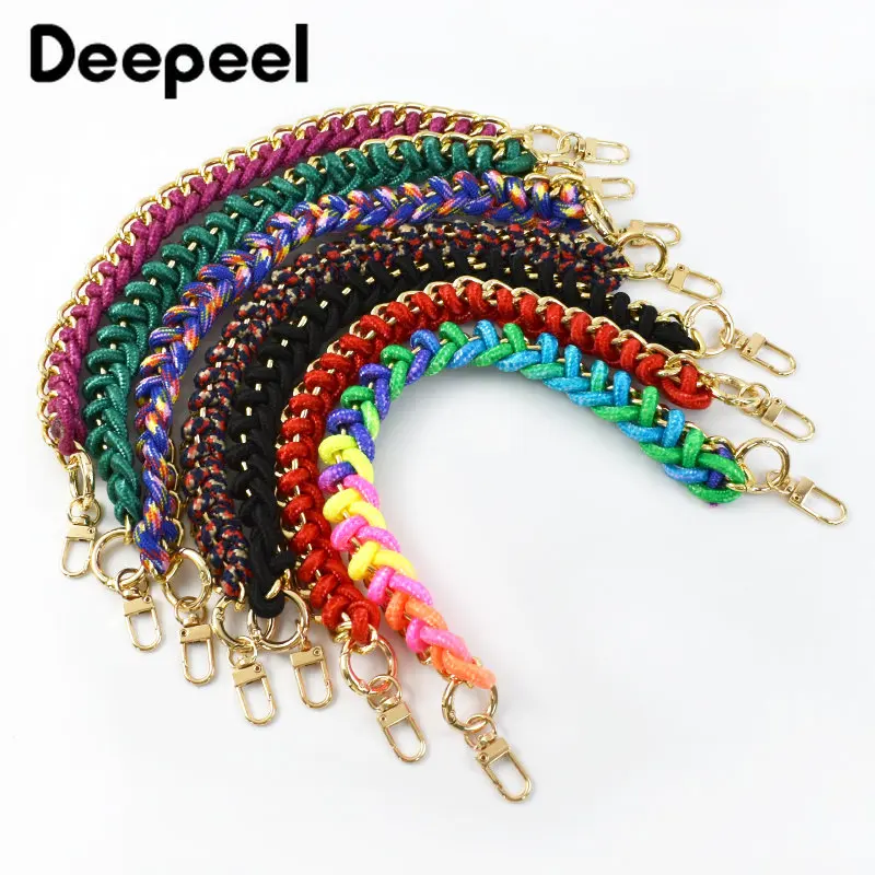 1Pc Deepeel 2*40cm Colored Women\'s Woven Bag Strap Metal Buckle Chain Purse Handbag Shoulder Straps DIY Bags Accessories