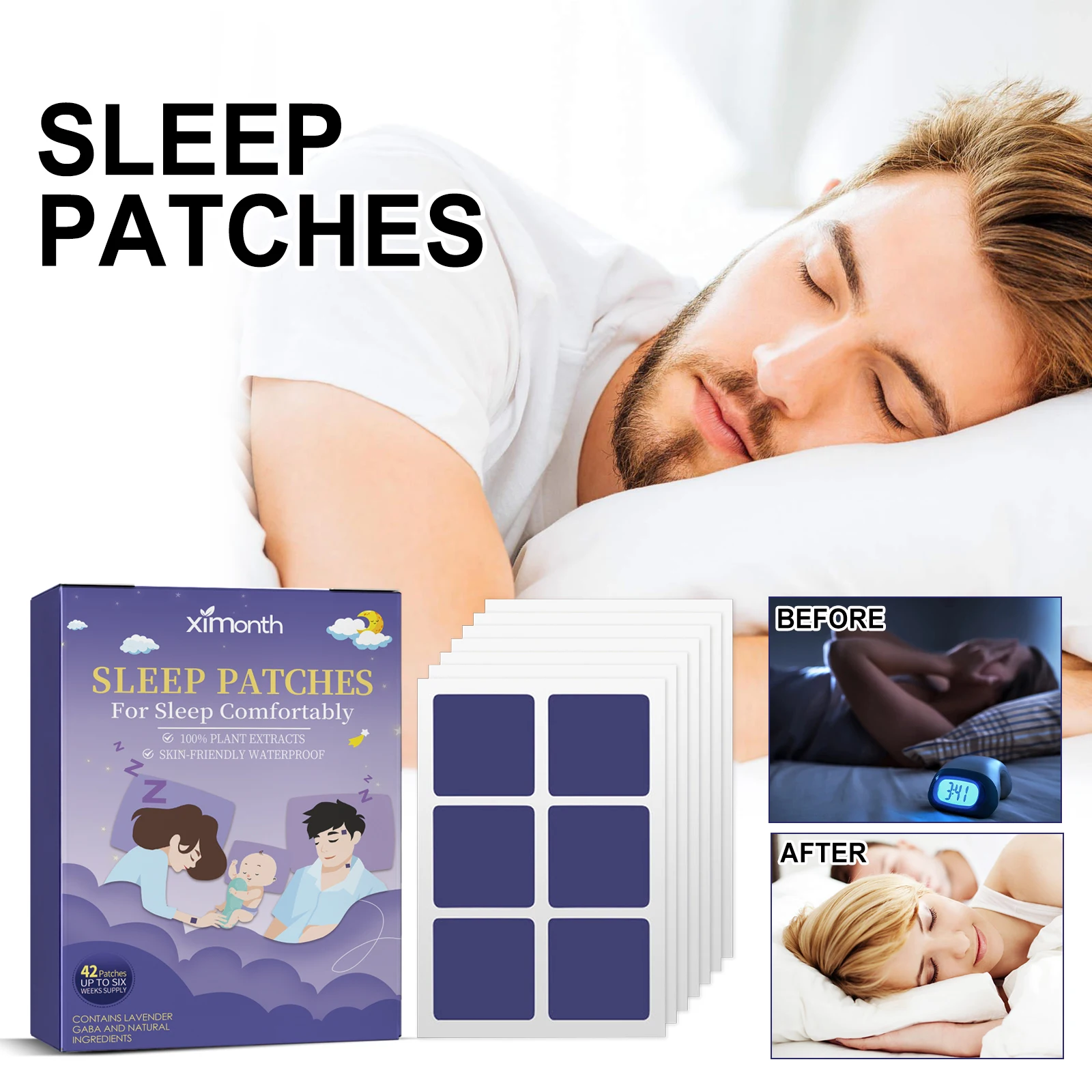 Sleep Patches Natural Plant Extract Sleep Aid Patch Relieve Body Pressure Fatigue Help Fall Asleep Relax Body Mind Night Sleeping Care Sticker