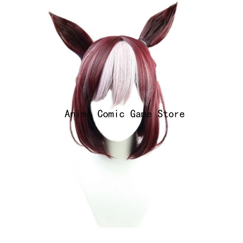 프리티 더비 스페셜 위크 코스프레 가발 내장형 스틸 와이어 테일 애니메이션 우마 무스메 스페셜 위크 가발 합성 모발 내열성