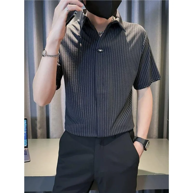 

Extra Large 300 Pou Faionable Men's irt Five Sve Busin Casual Cotton Summer ort Sve Regular Fit irt