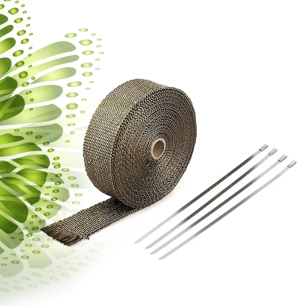 

High Temperature Exhaust Heat Wrap Heater Retention Resistant Downpipe with 4 Stainless Cable Ties for Car Motorcycl