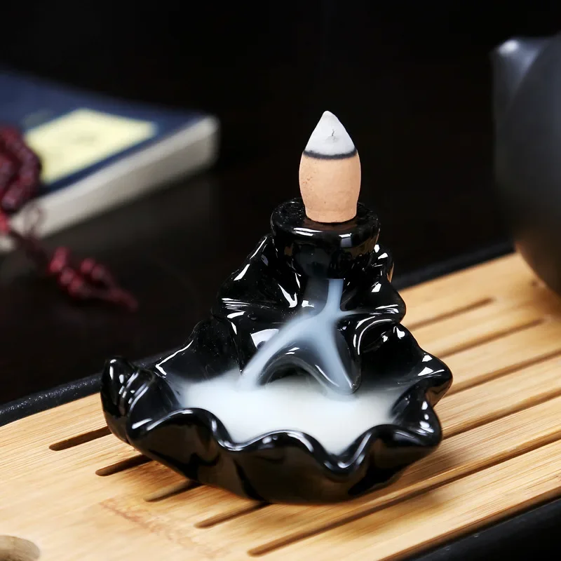 1pc, Mini Ceramic Backflow Incense Burner Lotus Tower Incense Burner Use In Home And Office (Without Incense)