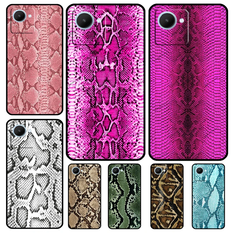 Snake Skin Print Case For Realme C55 C53 C35 C33 C31 C30 C21Y C25s C15 C11 GT Neo 5 3T 2T 9 10 11 Pro Plus