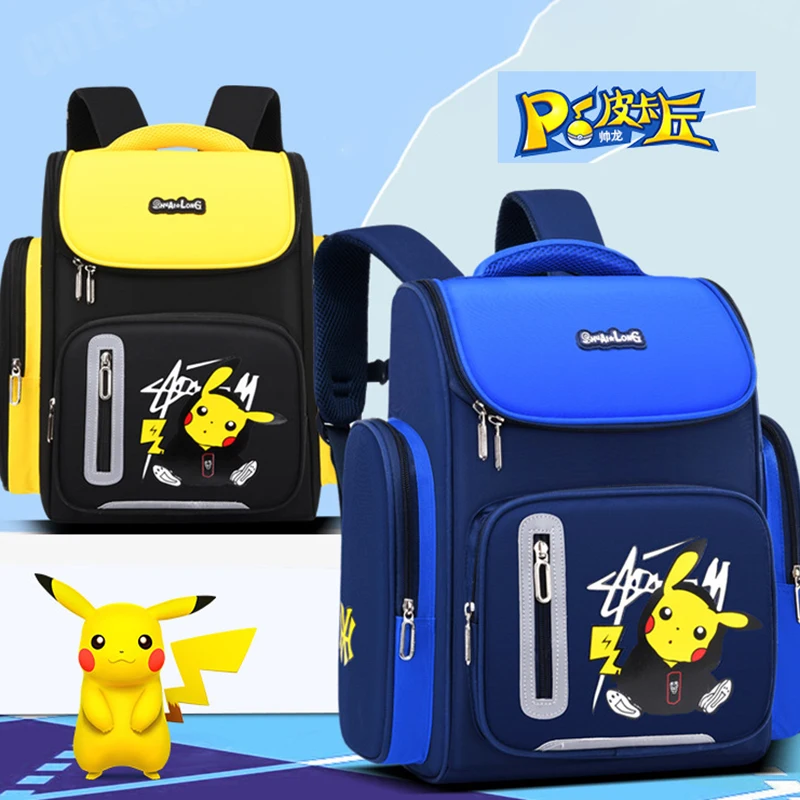 Pokemon Student Schoolbag Anime Pikachu Boys Cartoon Children Backpack Space Schoolbag Reflective Waterproof Breathable Bag Gift